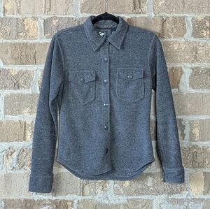 VTG 90s Y2K GAP Pro-Fleece Button Front Shirt Gray Size Small